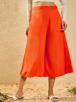 InWeave - Women Orange Solid Culottes