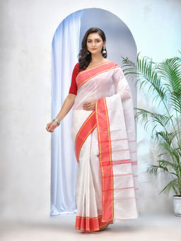 DESH BIDESH - Womens Bengal Tant Aradhana Pure Handloom Cotton Saree Without Blouse