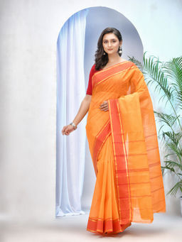 DESH BIDESH - Womens Bengal Tant Aradhana Pure Handloom Cotton Saree Without Blouse