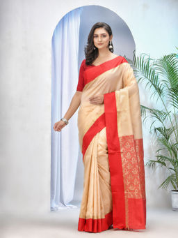 DESH BIDESH - Womens Art Garad Saree Handmade Kalka with Whole Body Design with Unstitched Blouse