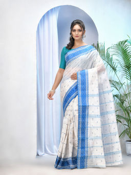 DESH BIDESH - Womens Tant Cotton Handloom Saree Aam Kalka Design Without Blouse