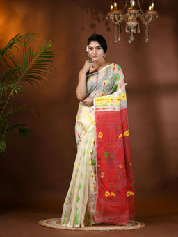 DESH BIDESH - Womens Tant Cotton Handloom Saree Aam Kalka Design Without Blouse