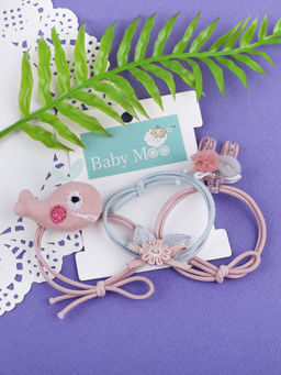 Baby Moo - Whale Rubber Bands Hair Accessories 3 Pcs - Pink