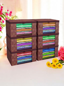 Kuber Industries - Maroon Saree Storage Bags (Pack of 6)