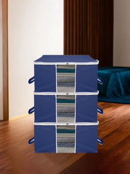 Kuber Industries - Navy Blue Non-Woven Blanket Covers (Pack of 3) (L)