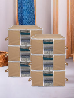 Kuber Industries - Brown Clothes Storage Organizers (Pack of 6)