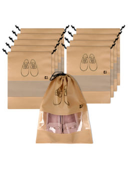 Kuber Industries - Beige Non-Woven Shoe Storage Bags (Pack of 10)
