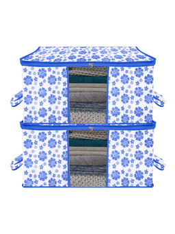 Kuber Industries - White Non-Woven Floral Print Blanket Covers (Pack of 2) (L)