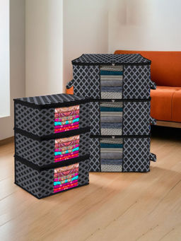 Kuber Industries - Black Saree Storage Bags (Pack of 6)