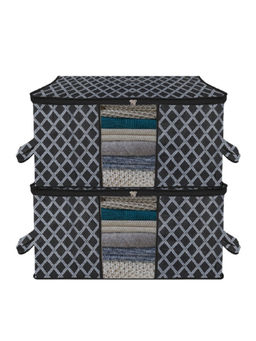 Kuber Industries - Black Non-Woven Check Print Blanket Covers (Pack of 2) (L)