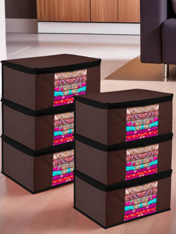 Kuber Industries - Brown Saree Storage Bags (Pack of 6)