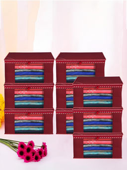 Kuber Industries - Maroon Saree Covers (Pack of 9)