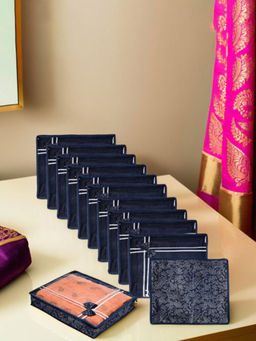 Kuber Industries - Navy Blue Saree Storage Bags (Pack of 12)