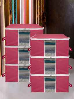 Kuber Industries - Maroon Clothes Storage Organizers (Pack of 6)
