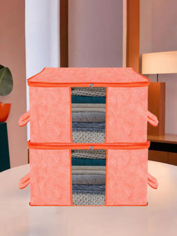 Kuber Industries - Orange Non-Woven Print Blanket Covers (Pack of 2) (L)