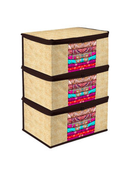 Kuber Industries - Beige Saree Covers (Pack of 3) (L)