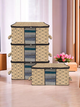 Kuber Industries - Beige Clothes Storage Organizers (Pack of 4) (L)