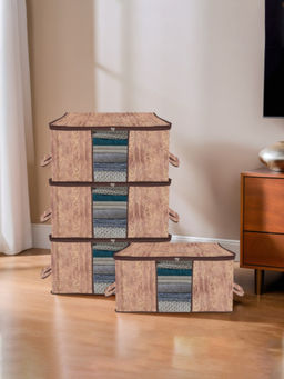 Kuber Industries - Beige Clothes Storage Organizers (Pack of 4) (L)