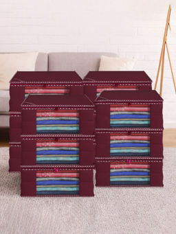 Kuber Industries - Maroon Saree Covers (Pack of 12)