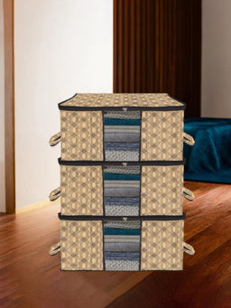 Kuber Industries - Beige Clothes Storage Organizers (Pack of 3) (L)