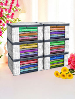 Kuber Industries - Grey Saree Storage Bags (Pack of 6)