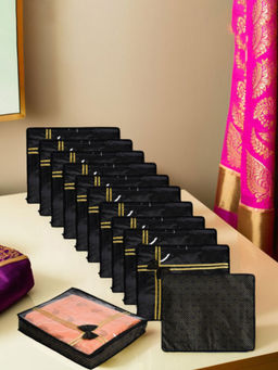 Kuber Industries - Black Saree Storage Bags (Pack of 12)