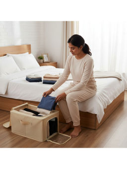 Epicasa - Beige Foldable Cloth Storage Organizer Bin