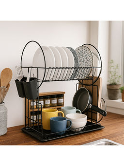 Epicasa - Black 2-Tier Multipurpose Dish Drying Rack Organizer