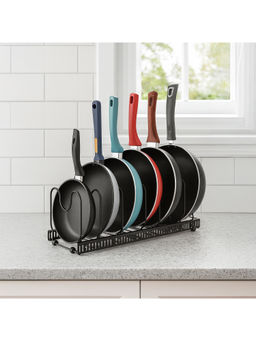 Epicasa - Black Expandable Pan Rack Storage Organizer