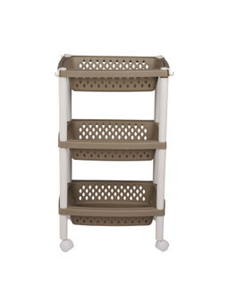 Epicasa - Brown 3-Tier Utility Trolley with Wheels