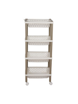 Epicasa - White 4-Tier Utility Trolley with Wheels