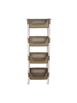 Epicasa - Brown 4-Tier Storage Rack with Wheels