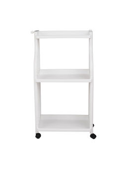 Epicasa - White 3-Tier Plastic Rolling Storage Rack with Handle