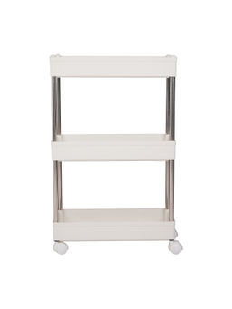 Epicasa - White 3-Layer Slim Storage Rack Organizer with Metal Rod