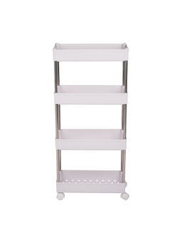 Epicasa - White 4-Layer Slim Storage Rack Organizer with Metal Rod