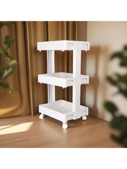 Epicasa - White 3-Tier Organizer Plastic Trolley with Wheels