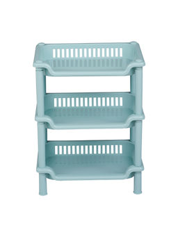 Epicasa - Blue 3-Layer Multi-Purpose Plastic Kitchen Storage Basket Rack