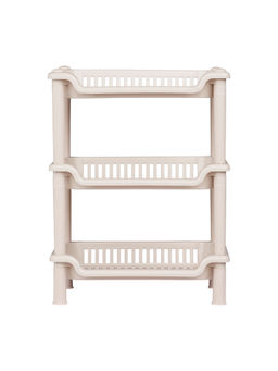 Epicasa - Beige 3-Layer Multi-Purpose Plastic Kitchen Storage Basket Rack