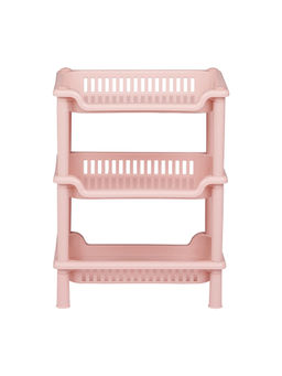 Epicasa - Pink 3-Layer Multi-Purpose Plastic Kitchen Storage Basket Rack