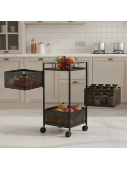 Epicasa - Black 4-Tier Multi-Purpose Metal Rotating Storage Organizer