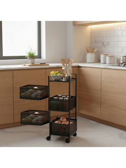 Epicasa - Black 5-Tier Multi-Purpose Metal Rotating Storage Organizer