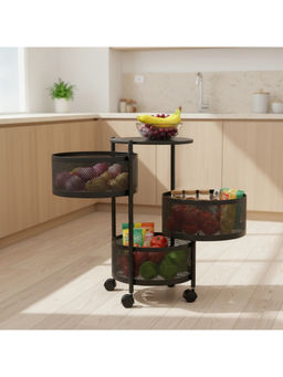 Epicasa - Black 4-Tier Multi-Purpose Metal Rotating Storage Organizer