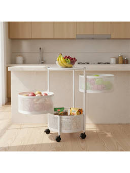 Epicasa - White 4-Tier Multi-Purpose Metal Rotating Storage Organizer