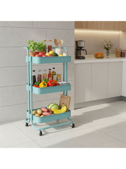Epicasa - Blue 3-Tier Metal Storage Trolley