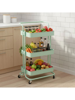 Epicasa - Green 3-Tier Metal Storage Trolley
