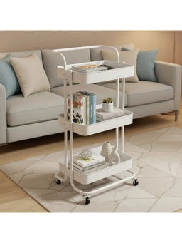 Epicasa - White 3-Tier Metal Storage Trolley