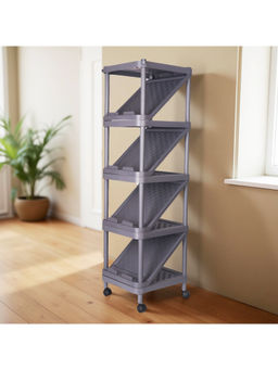 Epicasa - Purple 5-Tier Shoe Rack Storage Organizer with Wheels