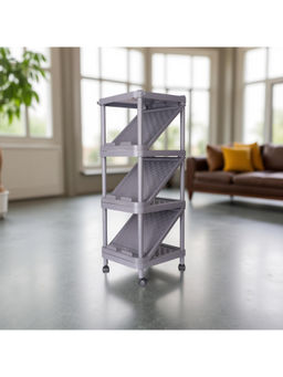 Epicasa - Purple 4-Tier Shoe Rack Storage Organizer with Wheels