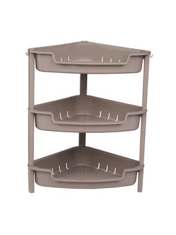 Epicasa - Grey 3-Tier Multipurpose Corner Basket Storage Rack