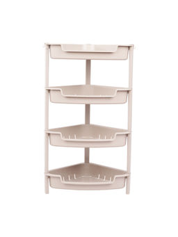 Epicasa - Beige 4-Tier Multipurpose Corner Basket Storage Rack